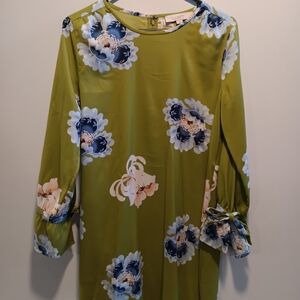 LOFT Green Floral Midi Dress